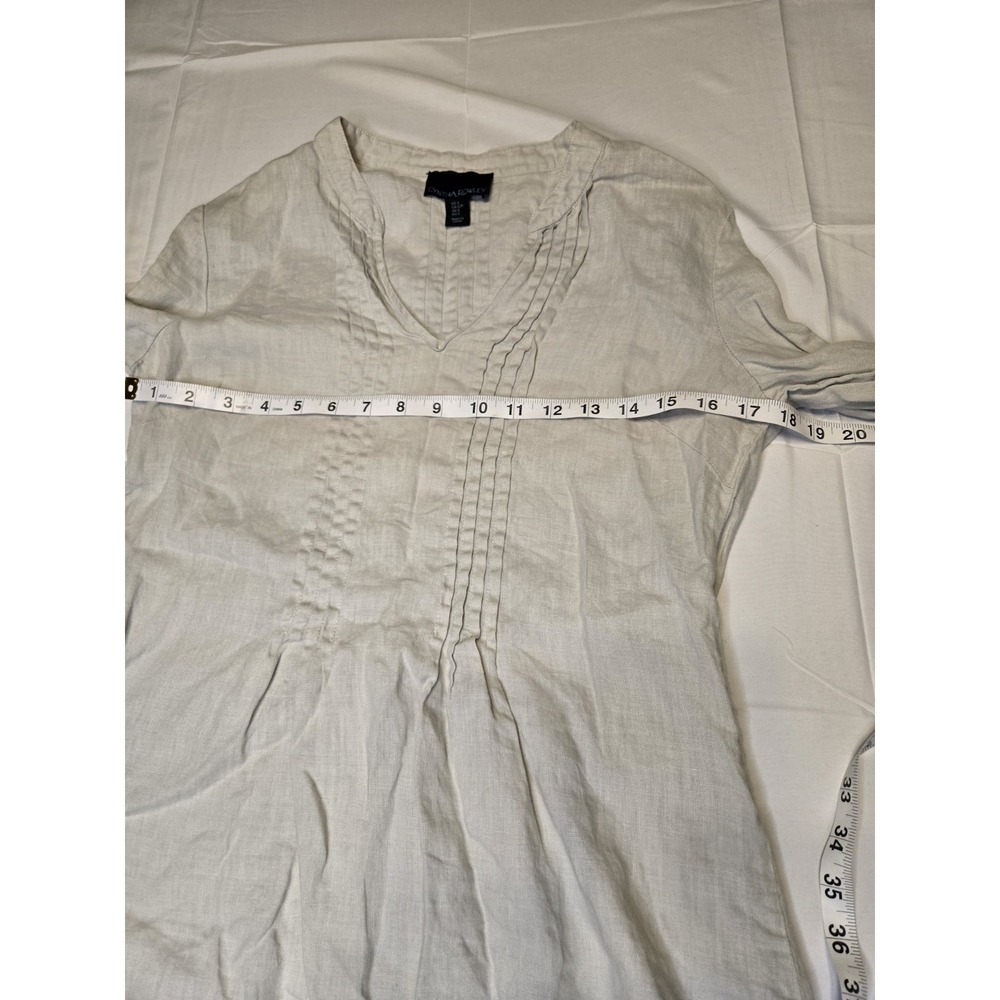 Cynthia Rowley 100% Linen Tunic Womens Small Off-White Roll Sleeve Pullover - Picture 3 of 7